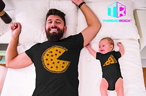 Комплект за Детско боди Threadrock Pizza Pie & Slice и мъжки тениски в тон