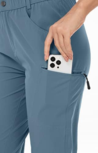 Туристически панталони за жени, Леки Външни Капри-карго за спорт в разговорния стил, с Быстросохнущими джобове с цип UPF 50