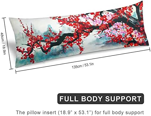 Калъфки за тялото 20x54 Инча, Японското Спално Бельо с Цветя Сакуры, Голяма Декоративна Възглавница За Тялото, Цъфтят Цветя