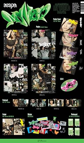 aespa - 3-ти Мини-албум MY WORLD (Версия на плаката) Cd-диск + Допълнителни фотокарточки + Сгънати плакат