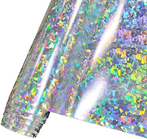 HYANG Голографическое Огледало Лазерен Блестяща Топка Сребро Изкуствена Кожа Листове 1 Ролка 12 X 53 (30 cm x 135