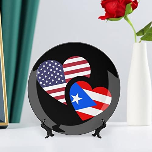 Флаг Пуерто Рико Забавно Декоративна Чиния от Костен Порцелан, Кръгли Керамични Чинии, плавателни съдове с