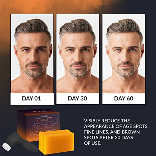 Комплект за избелване на кожата Valitic - Почистваща четка за лице и тяло и парчета сапун с койевой киселина (2 опаковки)