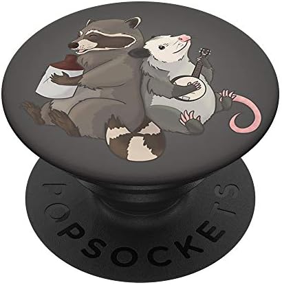 Опосум и миеща мечка свирят на банджо и джаг-инструменти PopSockets с възможност за смяна на PopGrip
