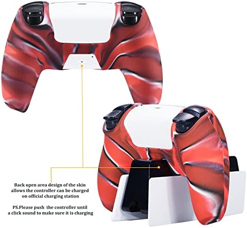 Текстурная Силиконова Обвивка Pandaren Grip за контролер PS5 Dualsense x 1 Камуфлаж червен цвят, с дръжки Pro Thumb x 8