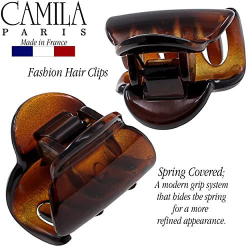 Camila Paris CP3479 Френска шнола за коса, за жени, Комплект от 2 малки скоби-ноктите под формата на черупки на Костенурки