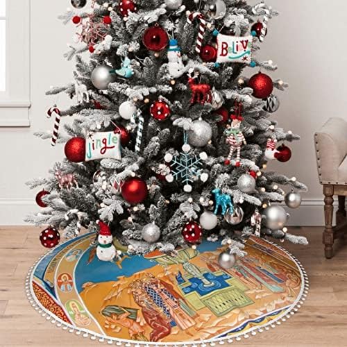 Пола за Коледната елха с тапицерия pom-помераните Плоещ-Румъния-Изцеление-Пролетни Празнични Коледни украси