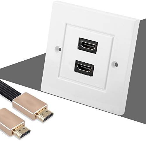 Стенни Плоча HDMI, 2-Портов Бяла Двухпортовая Панел Стенните плочи HDMI за удобства, Домашен Офис сграда Стандарт на САЩ,
