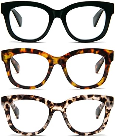 DXYXYO Извънгабаритни Очила за четене в стила на Опра за жените, 3 опаковки с Пружинным тръба на шарнирна Връзка, Квадрат,