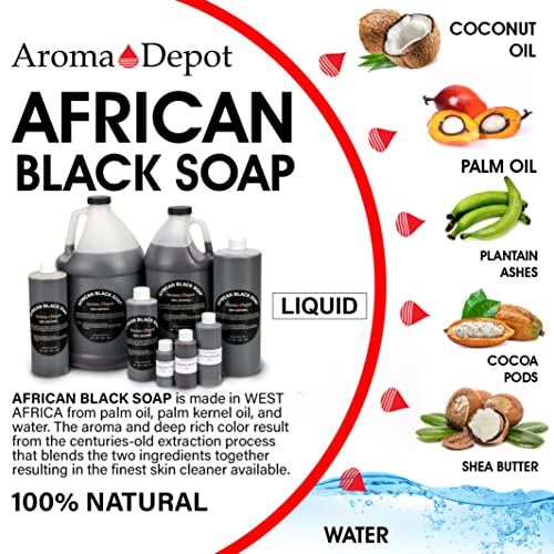 Aroma Depot Сурово африкански течно черно сапун обем 1/2 литра, естествен сапун за отстраняване на акне, екзема, псориазис