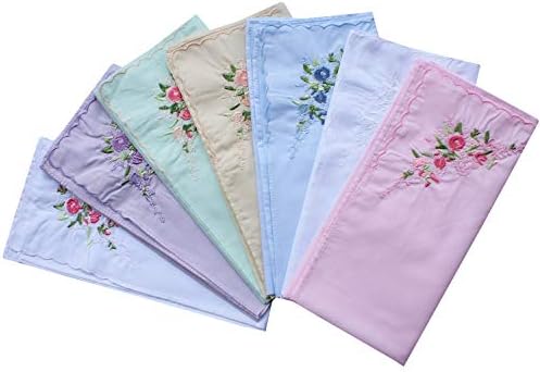 Дамски меки избродирани розови носни кърпи -памук 60-те години, квадрат 43 см