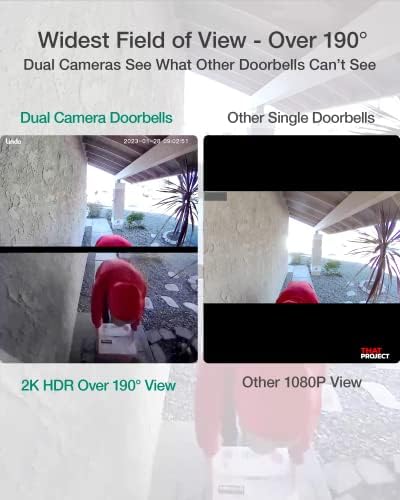 Видео домофон Lindo Pro с двойна камера и звуков сигнал 2K - По-190 ° Извадката поле Елиминира сляпо зона, Безжична камера на