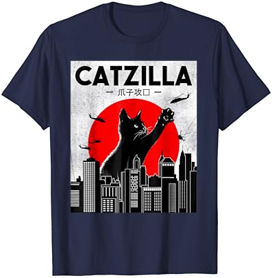 Тениска със Забавна котка Catzilla, Тениска със Забавна котка, Тениска за Любителите на котки