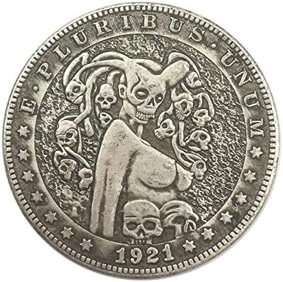 Тисненая монета 1921 г. 骷 美杜 Creative American 骷髅 Мемориал Монета Micro CollectionCoin Collection Възпоменателна Монета