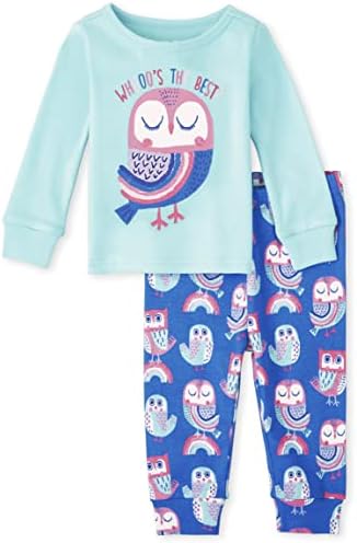 The Children ' s Place / Топ и Панталон с дълги ръкави за малки момичета, плътно Монтиране Пижамный комплект от Памук