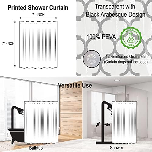 Дизайн на душ завеси Evideco French Home Goods Прозрачен Дизайн на душ Завеси PEVA - 71x71 инча (дизайн във формата