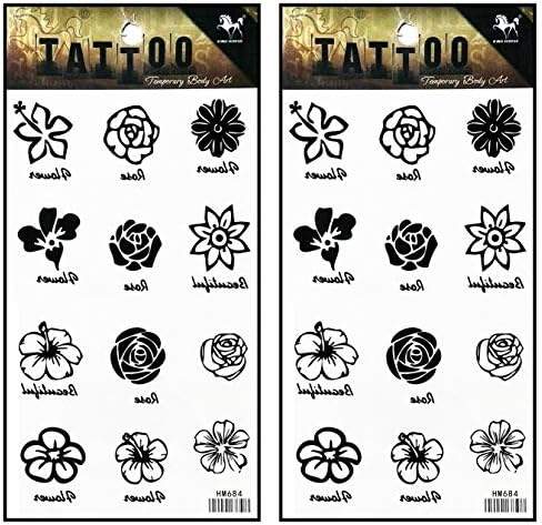 Татуировки 2 Листа Пеперуда водно Конче Лоза Верига Огърлица Художествена Фантазия 3D Татуировката Водоустойчиви