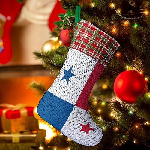 Флаг Панама, Коледни Чорапи С Пайети, Блестящи Стенни Висящи Украси, Украса за Коледната Елха, Празнични Партита