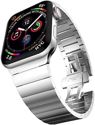 BHGOCA Съвместим с Apple Watch Ultra Band 49 мм, мъжки черен каишка Apple Watch от неръждаема стомана, 44 мм,