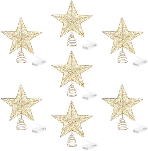 SOIMISS 7 бр. Коледен Коледа Topper във Формата на Светещи Звезди, Интериор на Върха на Дървото за Домашни Партита