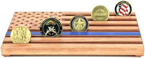 ЛОКИ ГРАВИРАНЕ на Тънка Синя Линия Червен Американски Флаг Предизвикателство Монета Дисплей