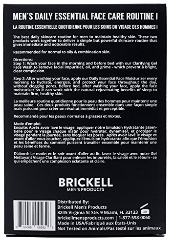 Brickell Men ' s Daily Essential Face Care Routine I, Гел За Измиване на лицето и Хидратиращ Лосион за лице,