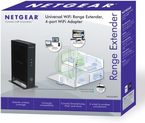 NETGEAR N300 Wi-Fi Range Extender - Настолна версия с 4 порта (WN2000RPT)