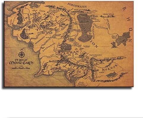 Карта на средната земя Властелинът на Пръстените Плакат на Арт Декор рисуване на Картина С Принтом Декор