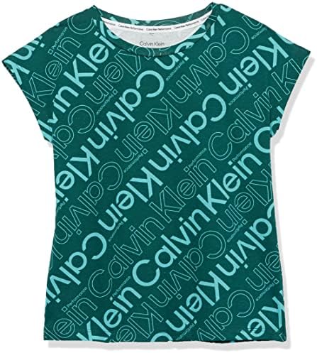 Тениска свободно намаляване за момичета Calvin Klein с къс ръкав, кръгло деколте и логото на