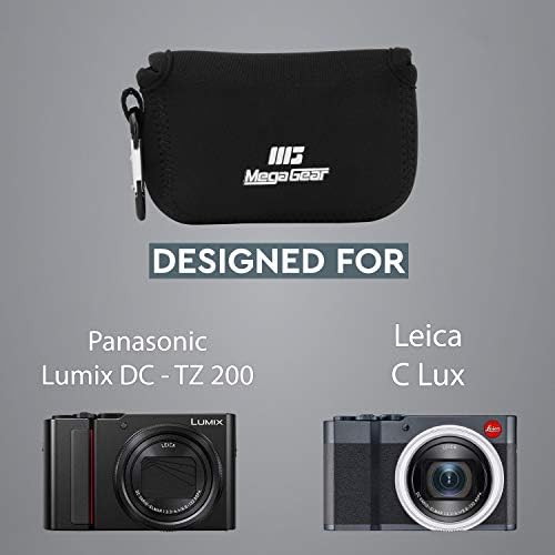 Калъф за фотоапарат MegaGear Panasonic Lumix DC-ZS200, TZ200, Leica C-Lux от Свръхлеки неопрен с карабинка – Черен