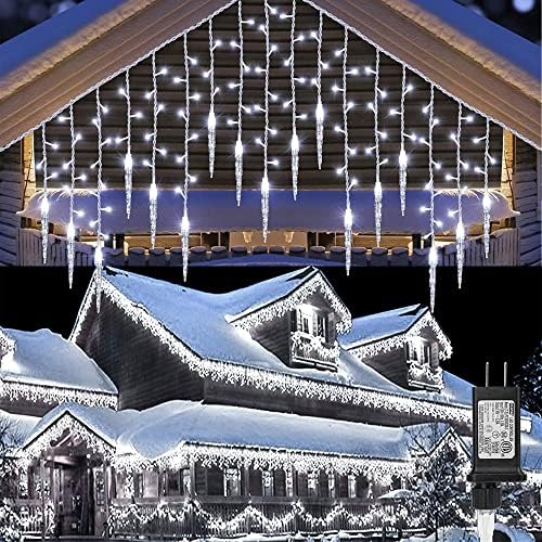 Коледни светлини във формата на ледени висулки на открито, Обновен 360 светодиоди 29,5 фута 8 Режими, Приказни светлини за