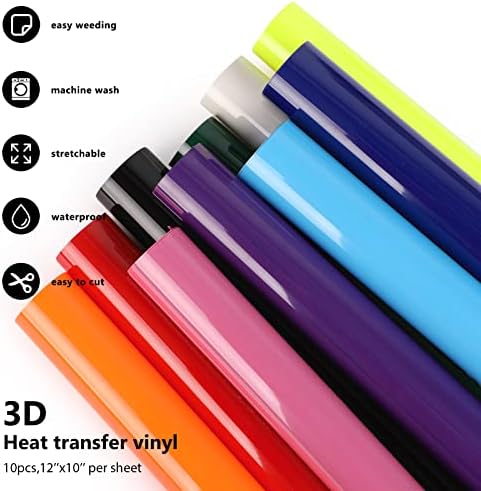 Пластове Винил Теплопередача Плътен Цвят 3D Пластове Теплопередающий Винил, Cysincos 10 Листа в Различни Цветове Пластове