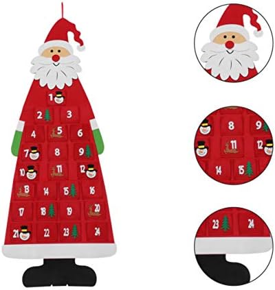 Amosfun Коледен Декор 2020 Дядо Коледа Адвент Коледен Календар Войлочный Календар за Обратно броене с 24 Джоба