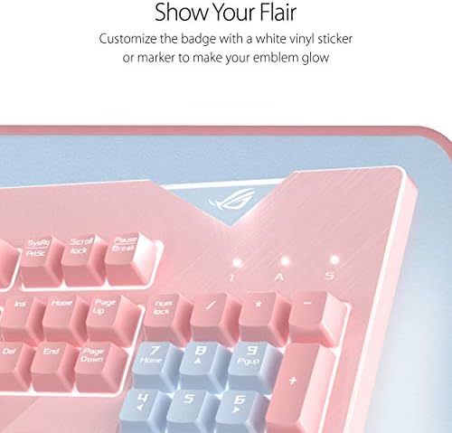 Ръчна детска клавиатура ASUS ROG Strix Flare Pnk (Cherry MX Red) ограничена серия с ключове, осветление Aura Sync RGB, адаптивни