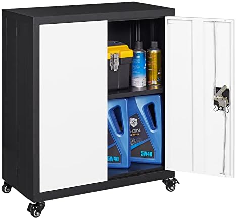 Метален шкаф за съхранение на GREATMEET с Запирающимися врати и 1 Регулируеми рафта, Запирающийся шкаф за съхранение