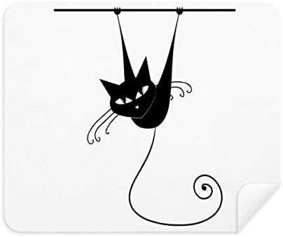 Качете се По Рельсу Черна Котка на Хелоуин Животно Плат За Почистване на Екрана за Пречистване на 2 елемента Замшевой