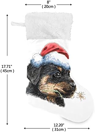 Коледни Чорапи ALAZA от Ротвайлер с Шапка на Дядо Коледа, Класически Персонализирани Големи Чулочные Украса за Семейни Тържества,