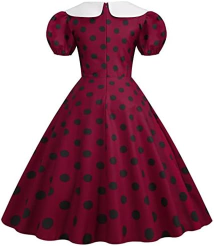 RbCulf-Секси Ретро рокля на 1950-те Години С Къс Буйни Ръкав и Яка Кукла, Рокля на Принцеса за Cosplay, Полка точки,