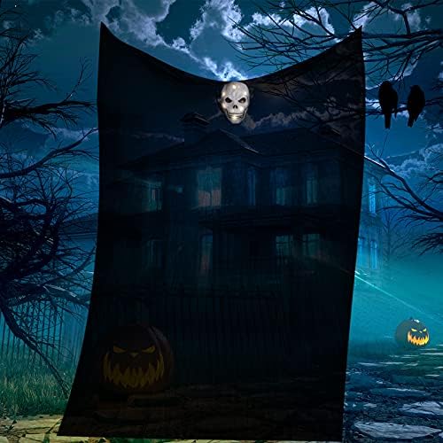 Keepax Led Висящи Украшения с Духове на Хелоуин - Черна Подвесная Призрачная Разчита, Страшен Скелет, Летящ Призрак с Led Светещи