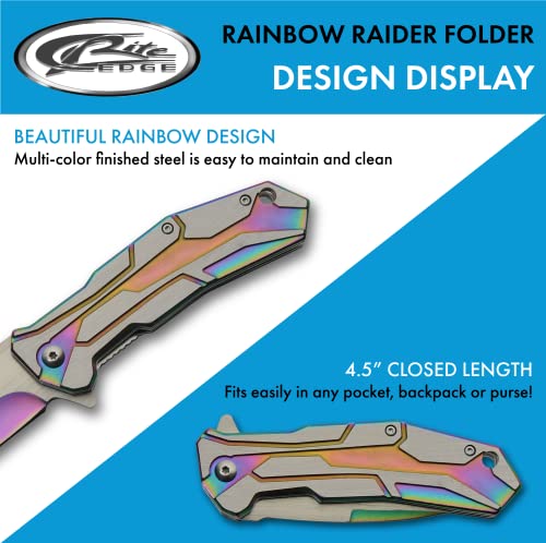 SZCO Доставя с 8-инчов Джобен нож Rainbow Tech Assisted Open Folding EDC Utility С клипс