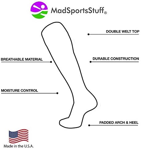 Чорапи за софтбол MadSportsStuff със Сърца за Софтбол Любов за момичета или Жени - Спортни чорапи на върха на Подбедрицата