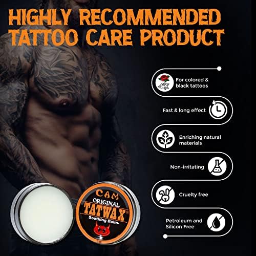 Успокояващ балсам за татуировки TATWAX В процеса и след нанасяне, ускорява зарастването на пресни татуировки, облекчава