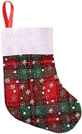 Коледни Чорапи, Подаръчен Пакет, Чанта за Конфетных чорапи, Чорапи с Снежинками, Карирани Притежателят на груб конопен плат,