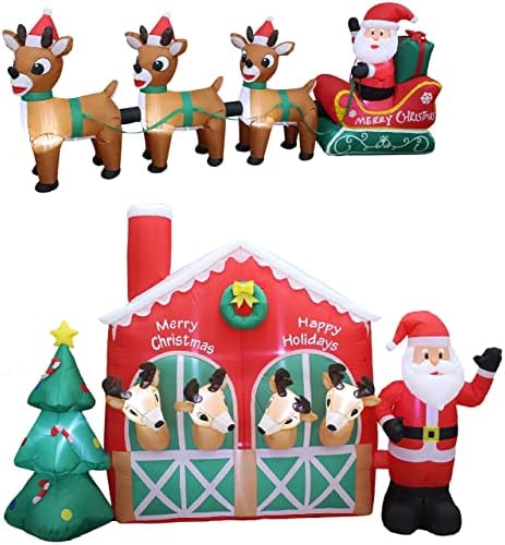 Два комплекта бижута за Коледно парти, в които се включва надуваем Дядо Коледа с дължина 8 метра на шейни и три северните