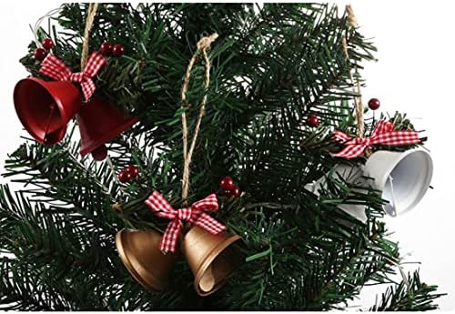 ZHome Декоративен Метален Окачен Звънец - Двойно Украса Jingle Bells с Панделка-Лък за Коледен Празничен Декор Многоцветен