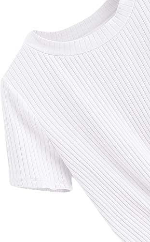 Женска тениска Romwe С Хубав Възел Отпред, Однотонная Тениска в Рубчик, Съкратен Топ Тениска