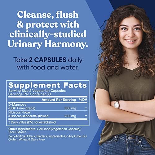 Добавка на Ес Natural Urinary Harmony D-Mannose за здравето на пикочните пътища – Клинични формула от D-Маннозой