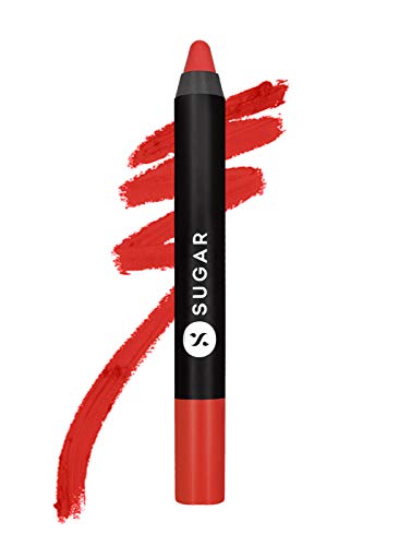 Червило SUGAR Cosmetics Matte As Hell Crayon Lipstick33 Pepper Anderson (оранжево-червена) с повишена яснота,