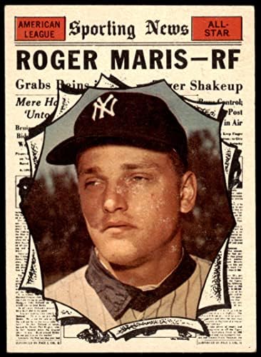 1961 Topps 576 All-Star Роджър Maris Ню Йорк Янкис (бейзболна картичка) EX+ Янкис