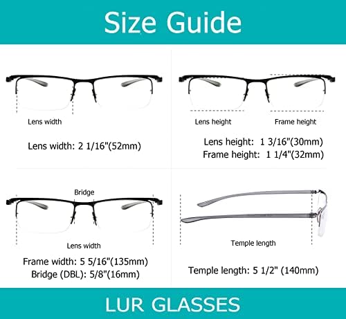 LUR 6 опаковки очила за четене в полукръгла рамка (общо 6 двойки ридеров + 2,75)